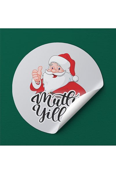 EcoNest Sticker Coated 36 Pieces Santa Claus Christmas Happy Birthday Round Cut (3,7x3,7cm)
