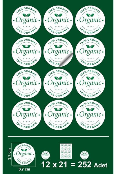 EcoNest 100% ORGANIC Label Sticker Coated 36 Pieces Round Cut 100% ORGANIC Label (3,7x3,7cm)