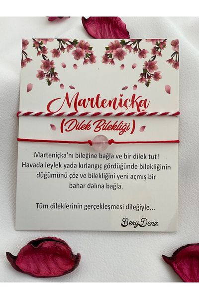 BeryDenz Marteniçka Wish Bracelet and Pink Quartz Natural Stone Bracelet Set (WITH CARD AND GIFT PACKAGE)