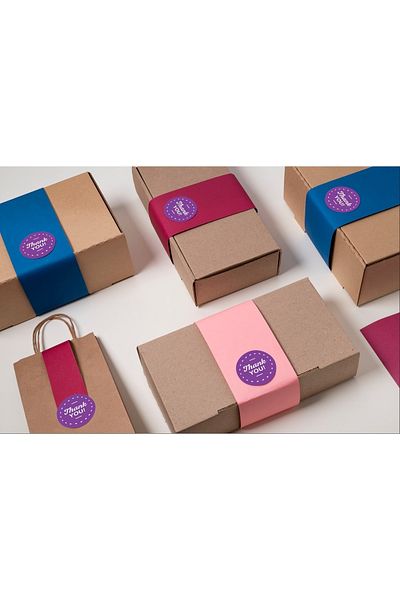 EcoNest 36 Pieces Round Cut Sticker Coated Thank You PURPLE (3,7x3,7cm)