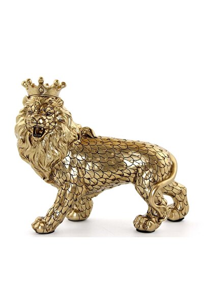 hediyeconcepti Altın Aslan Kral Polyester Heykeli Süsler Ev Oturma Odas TV ka...