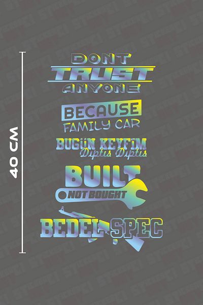 STİCKERCI BEY Dont Trust Anyone Hologram Back Glass Sticker Set Coating Foil Cut