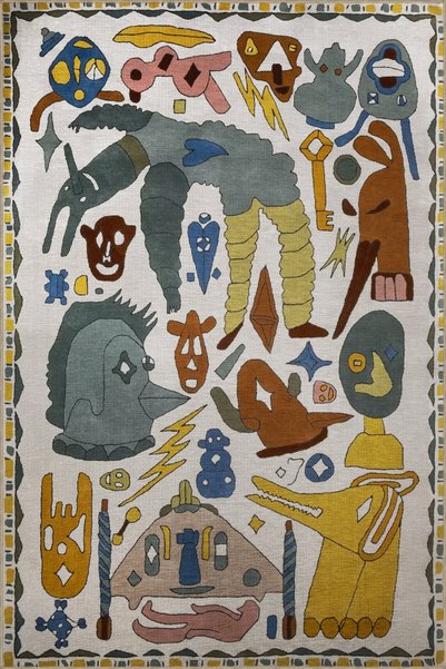 Rugs Modern Halı Light Tone Multicolor Surrealist Design Antique Patterned Mo...