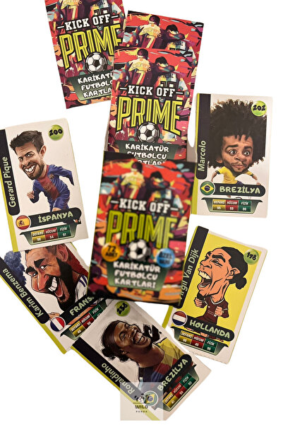 wildpanda Kick Off Prime Karikatür Futbolcu Kartları 72 Adet Özel Seri Kutulu