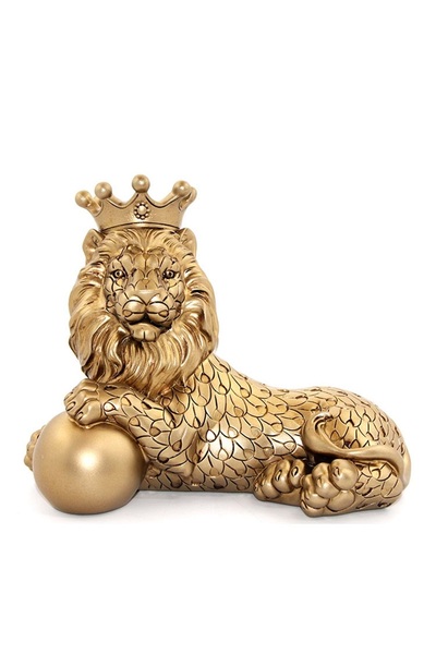 hediyeconcepti Altın Aslan Kral Polyester Heykeli Süsler Ev Oturma Odas TV ka...