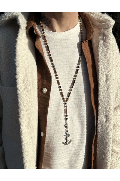 CAPO by Aytaç Yamaç Natural Stone Turtle Eye Sailor Necklace - Anchor, Skull and Chakra Pendant Zodiac Sign Necklace