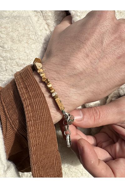CAPO by Aytaç Yamaç Sparta Varisite Tiger Eye Jasper Natural Stone Unisex Bracelet