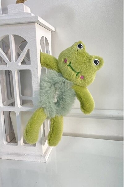 SHEKER HOME Kurbağa Peluş Simit Toka Peluş Topuz Tokası - Yeşil
