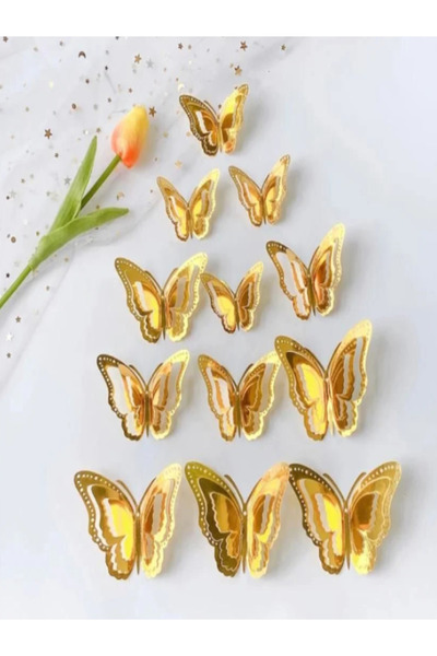 LOTUS PARTY 10 Lu 3 Boyutlu Kelebek Süs Dekorasyon ve Balon Süsleme çift Tara...