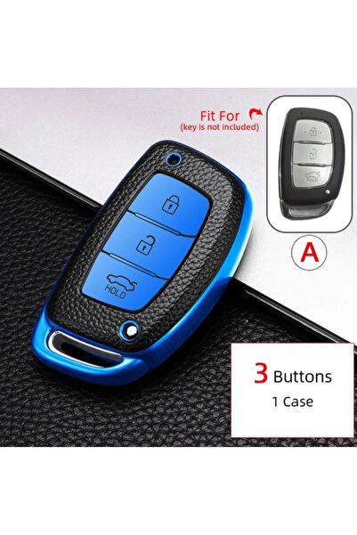 AYCANSTORE Husă Tpu Hyundai pentru telecomandă pentru chei (albastru) BUTON D...