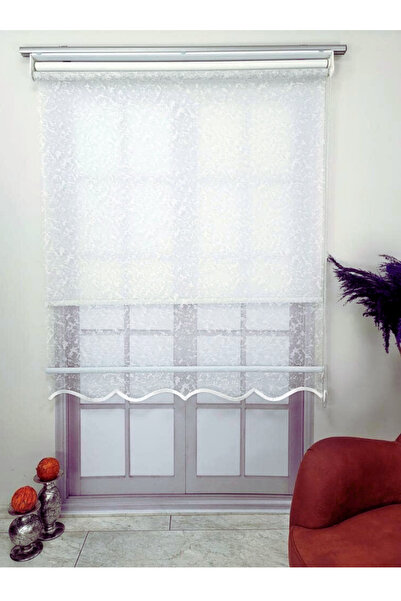 YS PERDE TASARIM Modern Bulut Desen Çiftli Sistem Mekanizmalı Tül ve Stor Per...