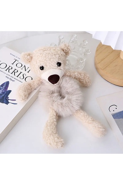 SHEKER HOME Plush Teddy Bear Buckle Bun Buckle Simit Buckle - Ecru