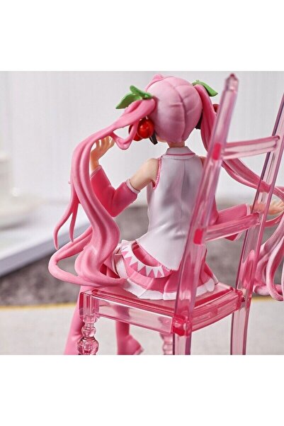Fillikutum Anime Pink Hatsune Miku Sakura Figür Sandalye Pozu 16 Cm