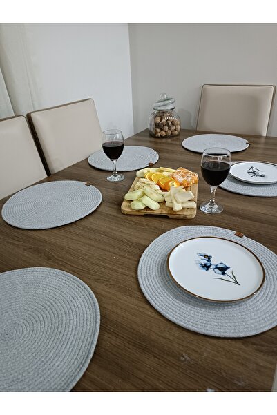 COSMICLINE Cosmi̇cline 6 Pieces Gray Jute Plate / American Service Lux Presen...