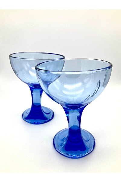 MADAME LUDA Bormioli Mavi 6 Adet 350 ML. Cam Magnolia Cup-Dondurma-Profiterol-Sütlü Tatlı Bardak Kase.