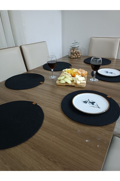 COSMICLINE Cosmi̇cline 6 Pieces Gray Jute Plate / American Service Lux Presentation Plate Coaster