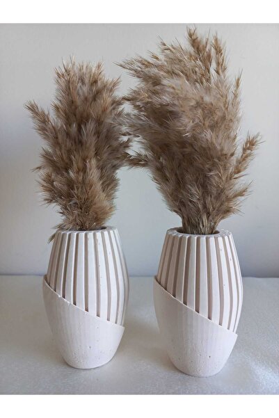 emilysamy 2 Lİ BEYAZ ISKANDİNAV PAMPAS VAZO
