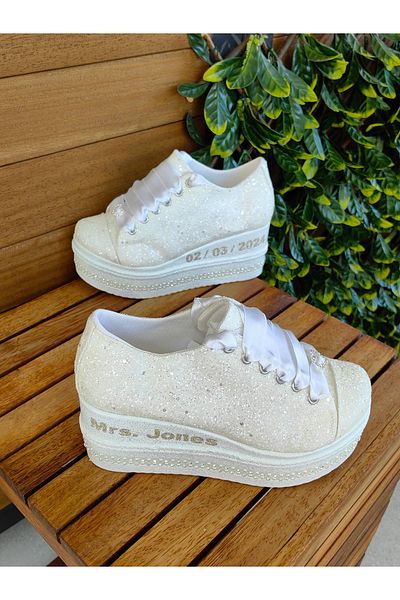 Ayakkabı Tutkusu Stilo ® Pantofi de mireasă cu toc pană 36-37-38-39-40-41-42-43-44-45 Numere Full Mold 8cm Înălțime