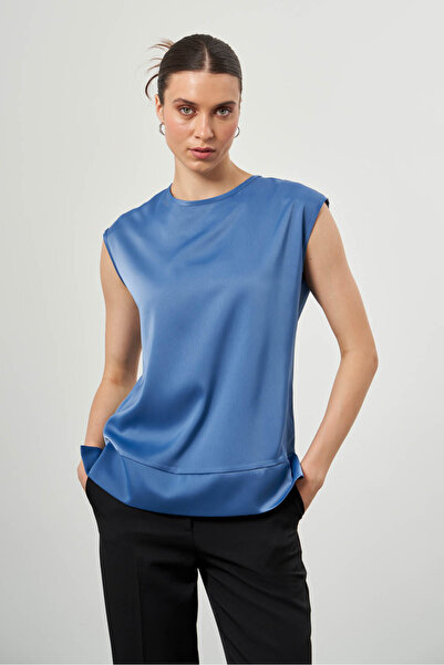 Mizalle Bsc Kolsuz İndigo Bluz
