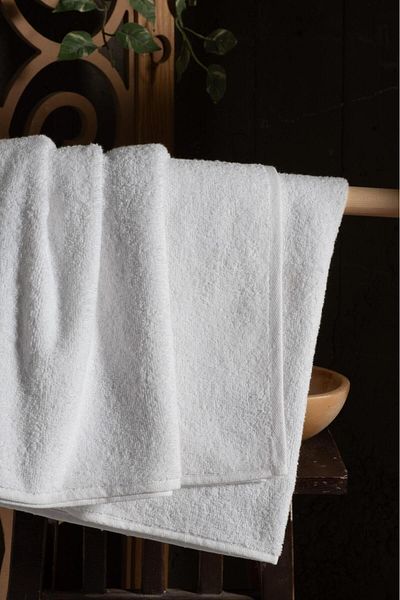 Mürdüm Home Απλές 4 τεμαχίων 70x140 εκ. Πετσέτες ξενοδοχείου με διπλή ραφή Λευκές πετσέτες μπάνιου