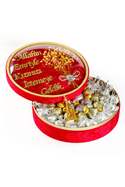 Hacı Şerif Kız Isteme Çikolatası (KADİFE YUVARLAK KIRMIZI KUTU)