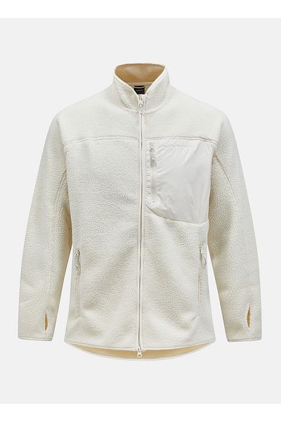Peak Performance Men's Beige Fleece Sweatshirt - Stand Collar, Pleat Zip Jacket - g 79711040 _M
