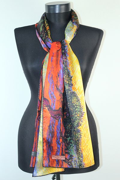 Nomads Felt 100% Silk Scarf| 32x160cm| Van Gogh Olive Trees| Nomads Felt