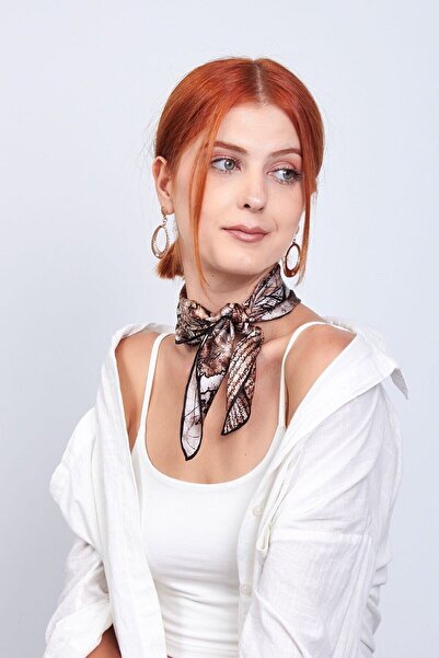 Nomads Felt 100% Silk Beige Scarf Bandana Piri Reis Map 55x55 Cm