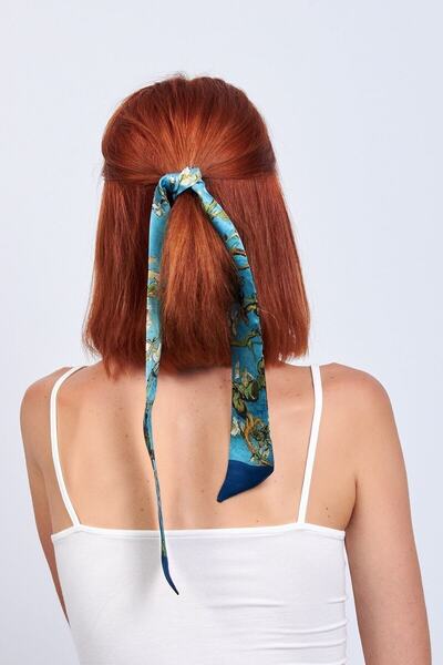 Nomads Felt Silk Twilly Scarf| Van Gogh Almond Tree| Nomads Felt