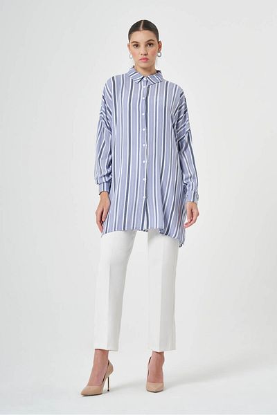 Mizalle Comfortable Indigo Shirt