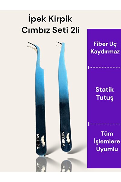 MEDIBA نسخة - طقم مكون من قطعتين من رموش وملقط من الألياف الحريرية
