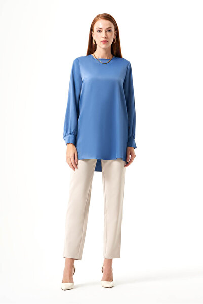 Mizalle Bsc O Yaka İndigo Tunik