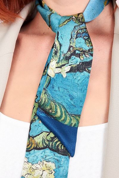 Nomads Felt Silk Twilly Scarf| Van Gogh Almond Tree| Nomads Felt