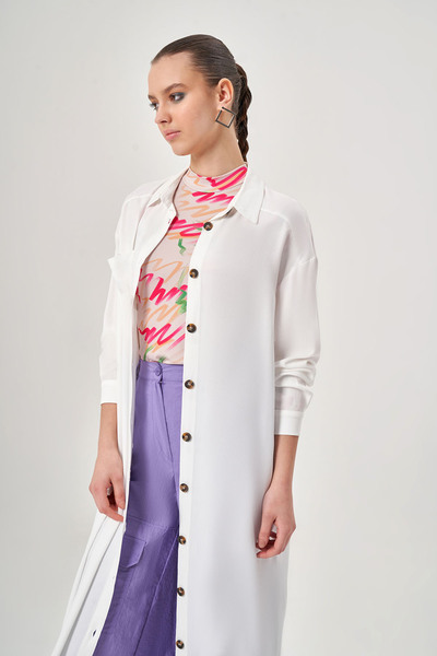 Mizalle Ecru Shirt Dress with Flap Pocket