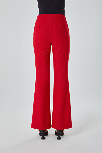 Mizalle Glitter Printed Red Woven Trousers
