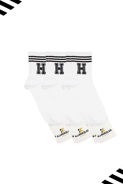KARDEŞLER ÇORAP Унисекс тенис чорапи с шарка на буквата H (LETTER SOCKS) 3 чифта