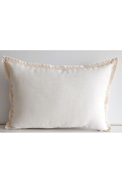 Fabric by Gülçin Βαμβακερή μαλακή υφή κρεμ μονόχρωμη δαντέλα Διακοσμητική ορθογώνια μαξιλαροθήκη