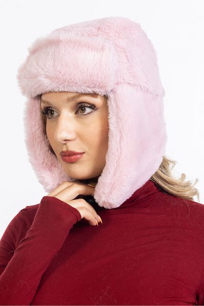 LadyColor Plush Headphone Clip Pilot Hat Powder