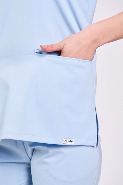 Owlet Medikal Jersey chirurgical detaliat cu fermoar Lycra Baby Blue