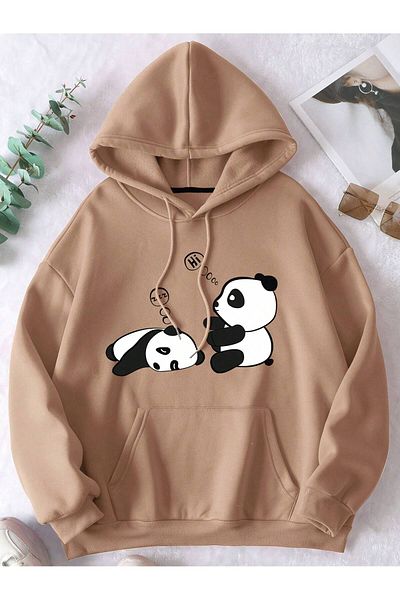 DAXİS Sportwear Company UNISEX PANDA PRINTED HOODED SWEATSHIRT DAXİS Sportwear Company