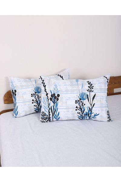 ENESSA 2 τμχ Μαξιλαροθήκες Μπλε Λουλούδι 50*70 cm