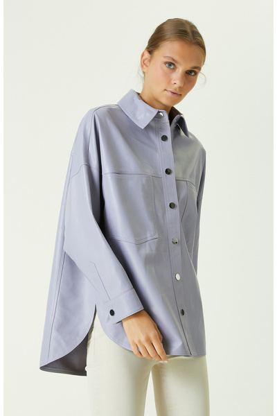 Network Lila Deri Gömlek