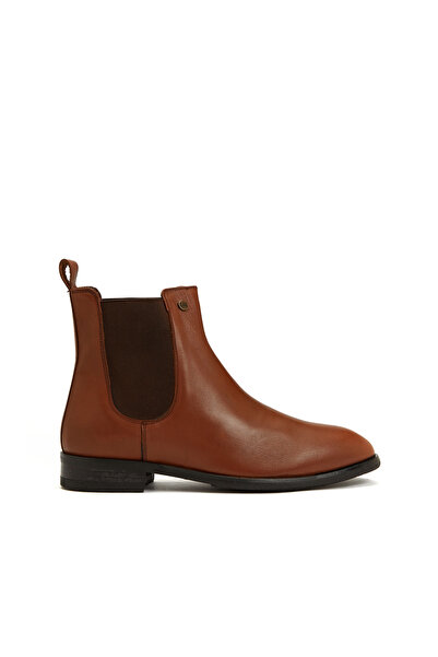 George Hogg Icons Taba Kadın %100 Deri Yuvarlak Burun Kısa Topuklu Kauçuk Tab...