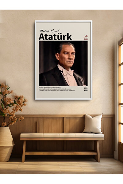 HOMEPACK Tekli Çerçeveli Atatürk Portresi Poster Tablo ATA017