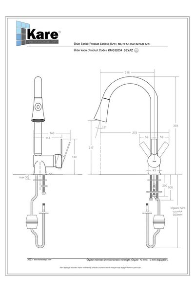 KARE Omega Mix White Spiral Sink Faucet with End Head