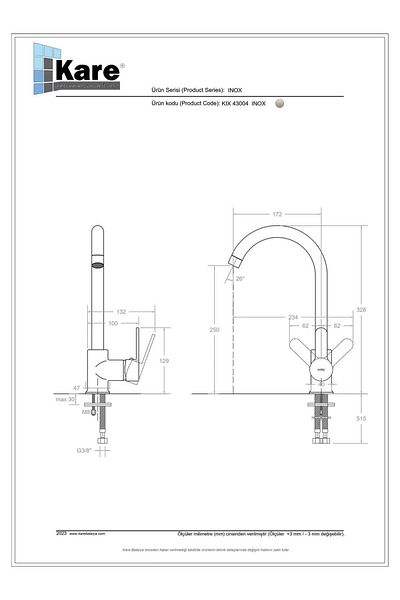 KARE Inox Mix Long Pipe Sink Faucet