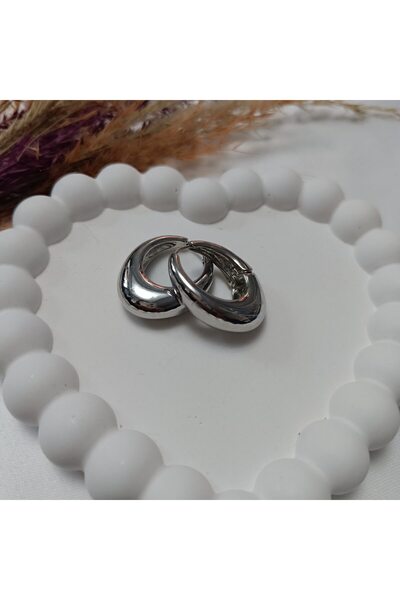 Merkar Aksesuar Çelik Oval Trend küpe