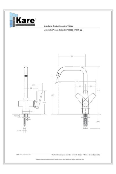 KARE Optimum Mix Sink Faucet Long Pipe