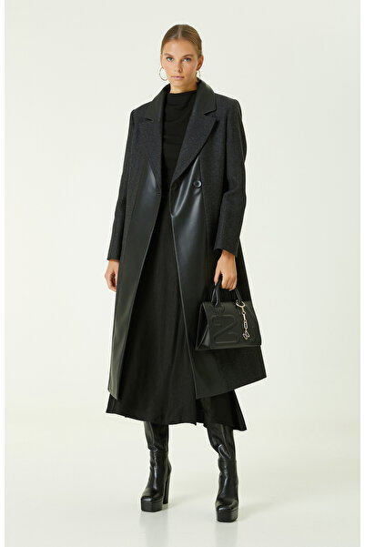 Network Antrasit Garni Detaylı Manto