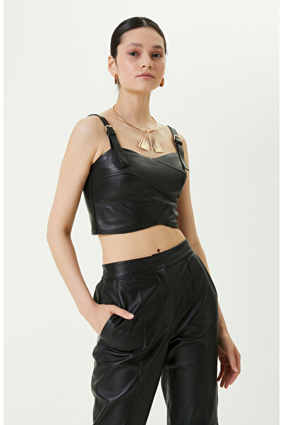 Network Siyah Deri Büstiyer